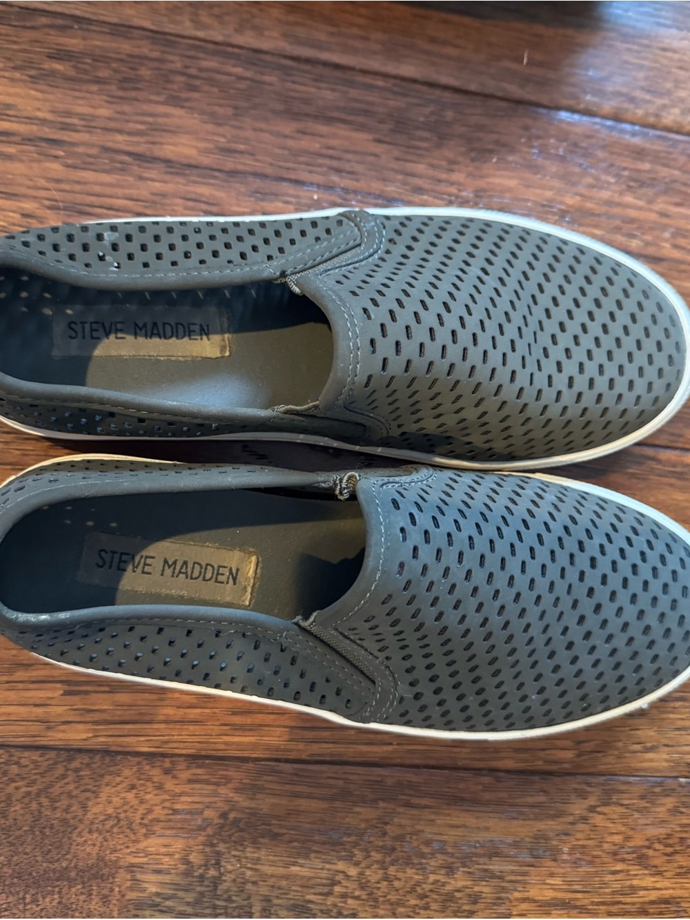 Steve Madden Slip-On Perforated Loafers - Olive Green